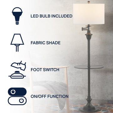 Cora 60" Metal/Glass LED Side Table and Floor Lamp